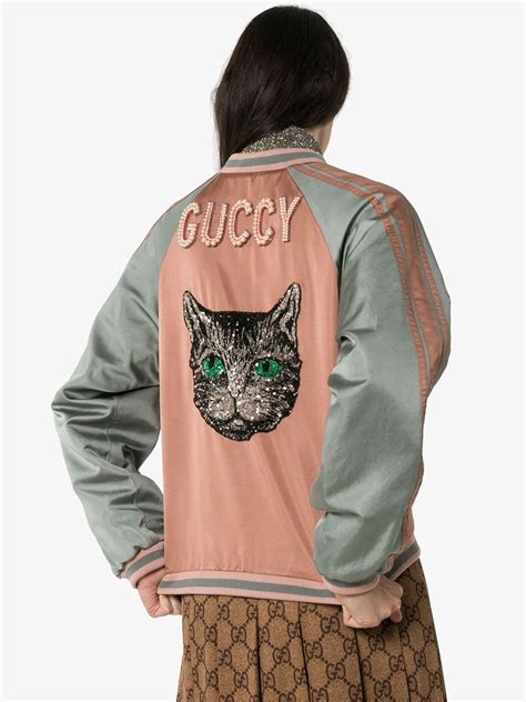 Gucci Sequin Cat Face Bomber Jacket 